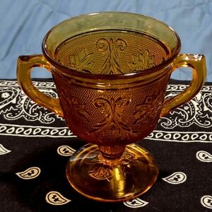 Tiara Amber Glass Pedestal Cup